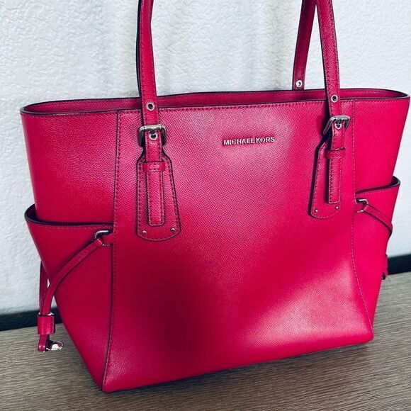NWOT Michael Kors Pink Raspberry Voyager Tote Shoulder Bag Purse - Picture 1 of 12